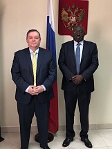 On the meeting between the Russian Ambassador to Uganda and South Sudan Vladlen Semivolos and the Ambassador of South Sudan to Russia Chol Tong Mayay Jang