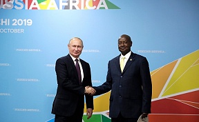 On October 23, 2019, President of Russia Vladimir Putin met with President of Uganda Yoweri Kaguta Museveni on the sidelines of the Russia–Africa Summit in Sochi