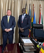 On December 20, H.E. Vladlen Semivolos, Ambassador of the Russian Federation to Uganda paid a courtesy call on H.E. Simon Duku Michael, Ambassador of South Sudan to Uganda
