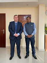 On February 8, Russian Ambassador to Uganda and South Sudan H.E. Vladlen Semivolos paid a courtesy call on H.E. Vishnu Kumar Sharma, Ambassador of the Republic of India to South Sudan